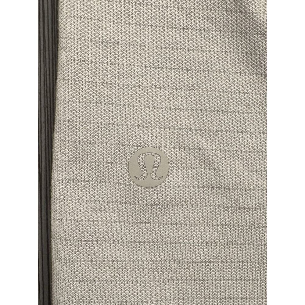 Lululemon Polo Shirt Mens Large Light Gray Stripe Evolution Golf Performance - Picture 3 of 3